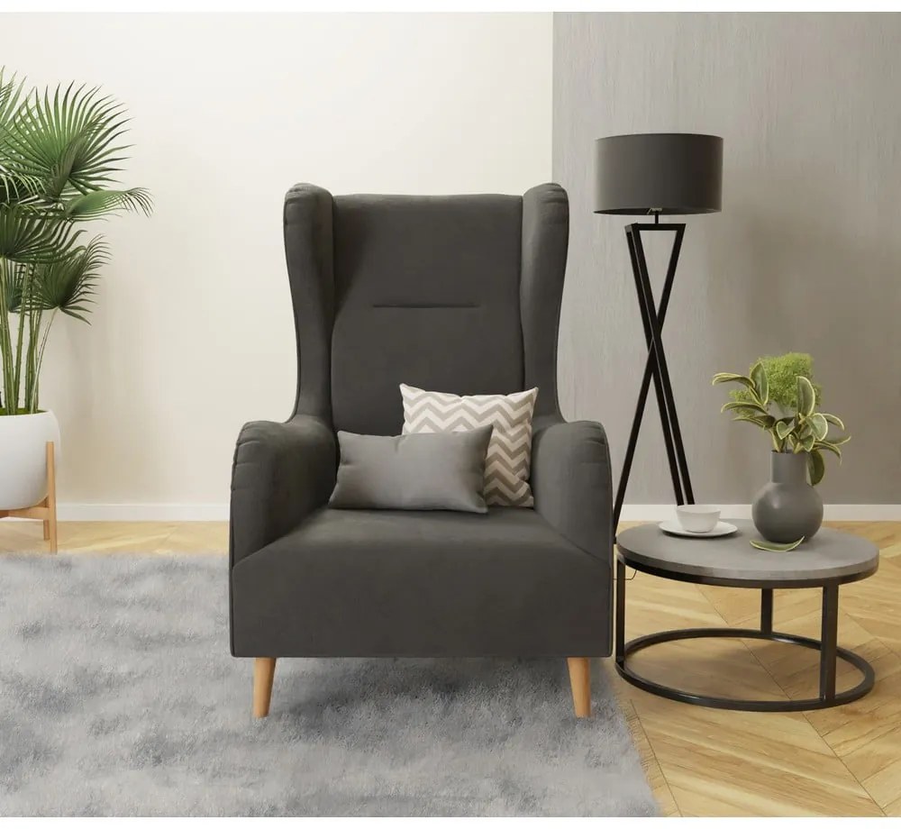 Poltrona in velluto grigio scuro Carole - Ropez