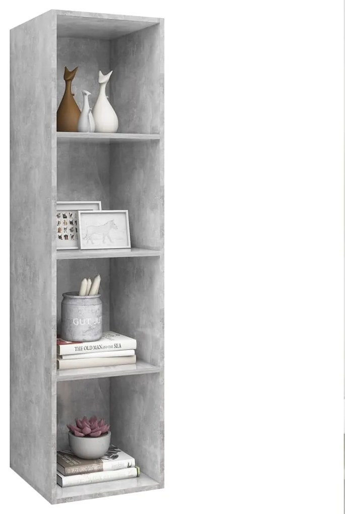 Mobile TV Parete Grigio Cemento 37x37x142,5cm Legno Multistrato