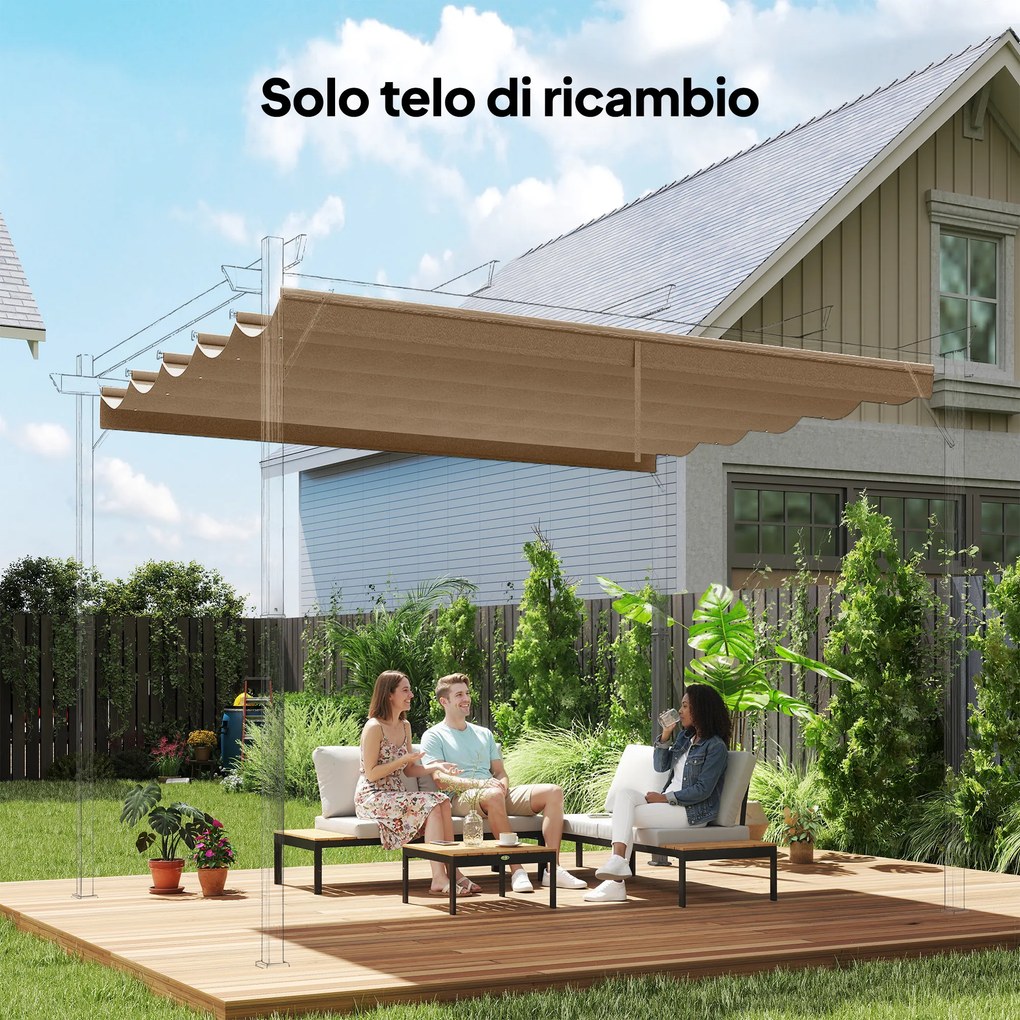 Telo per Pergola 250x255 cm con 10 Fori di Drenaggio in Poliestere Marrone Chiaro...