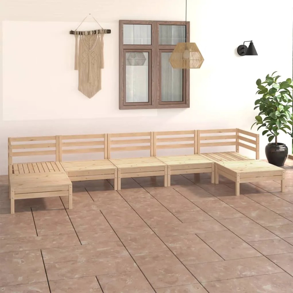 Set salotto da giardino 7 pz in legno massello di pino