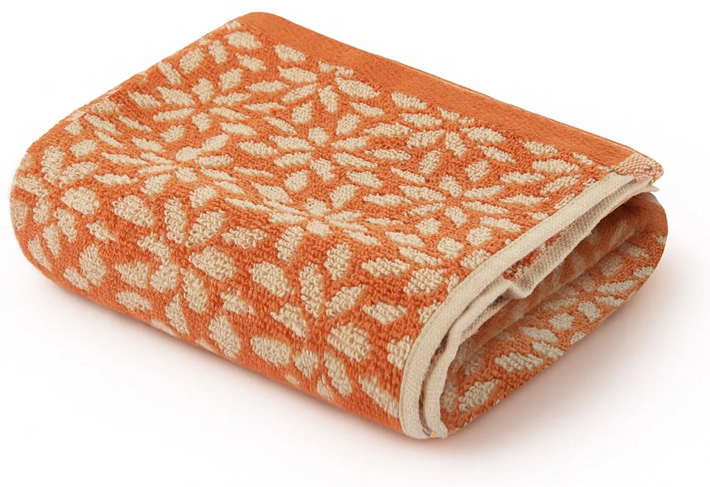 Telo doccia 90x140 cm fiori arancione in cotone