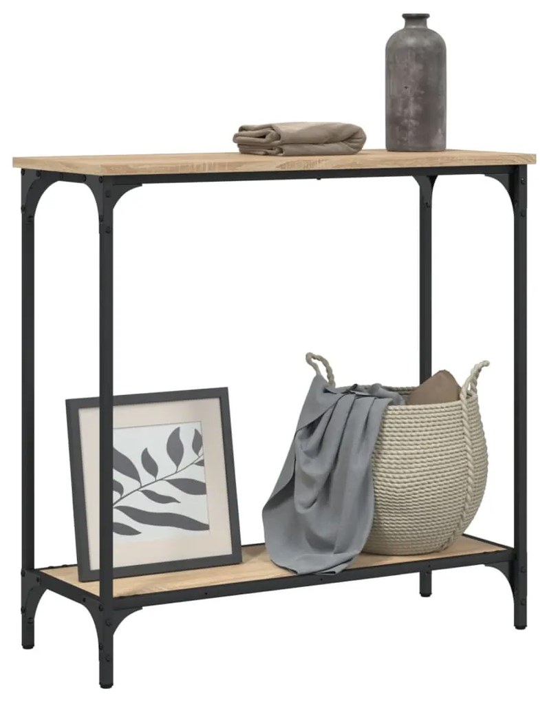 Tavolino consolle rovere sonoma 75x30,5x75cm legno multistrato