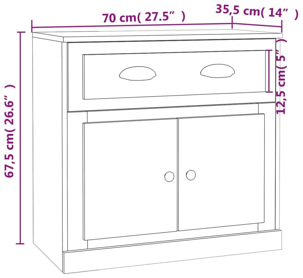 Credenze 2 pz Bianco Lucido in Legno Multistrato