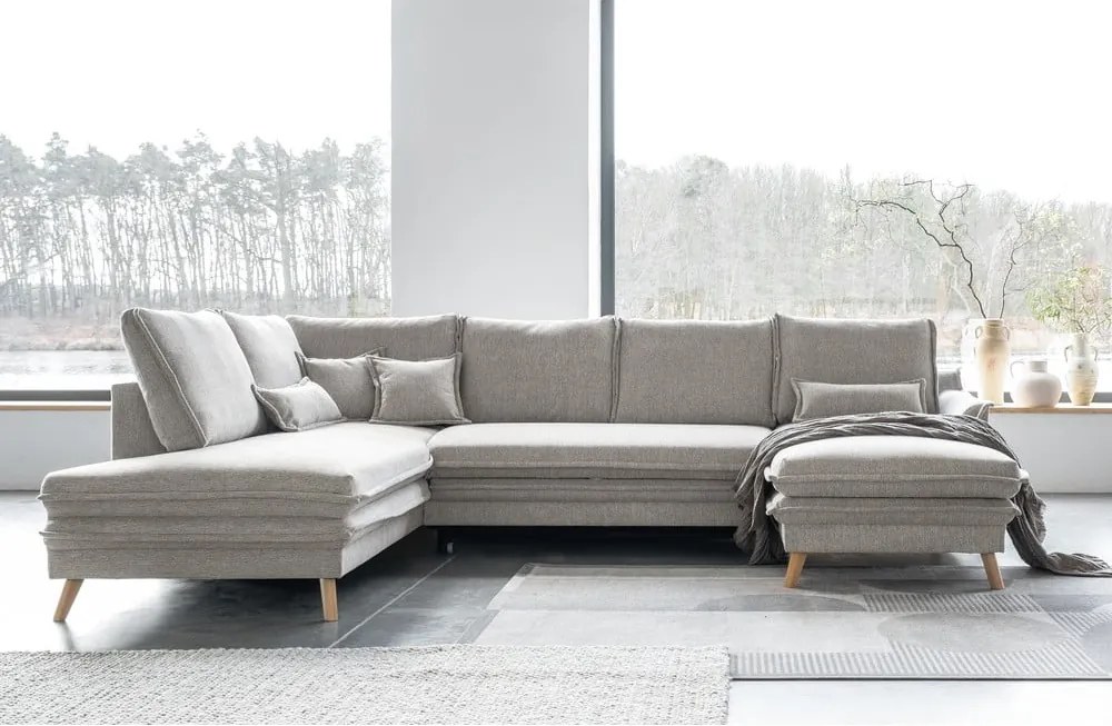 Divano letto angolare beige (angolo sinistro/"U") Charming Charlie - Miuform