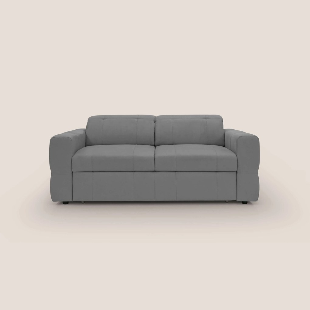 Kronos Divano con pouf estraibile poggiapiedi e poggiatesta reclinabili in morbida microfibra impermeabile T11 grigio