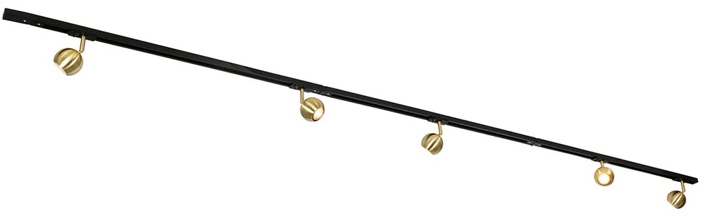 Sistema di illuminazione a binario moderno con 5 faretti oro 1 fase - Iconic Gissi