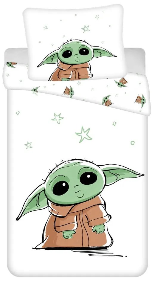 Biancheria da letto per bambini in cotone per letto singolo 140x200 cm Star Wars Baby Yoda - Jerry Fabrics