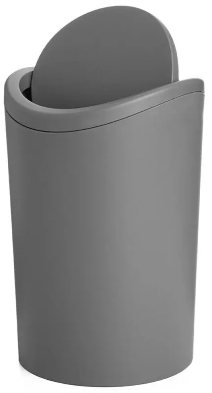 Pattumiera bagno in polipropilene grigio 6 Lt con coperchio basculante