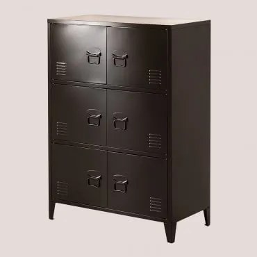 Cassettiera armadietto in acciaio a 6 ante Pohpli Nero - Sklum
