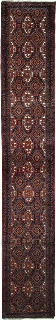 Tappeto 370x60 Blu (Iran) Annodato A Mano