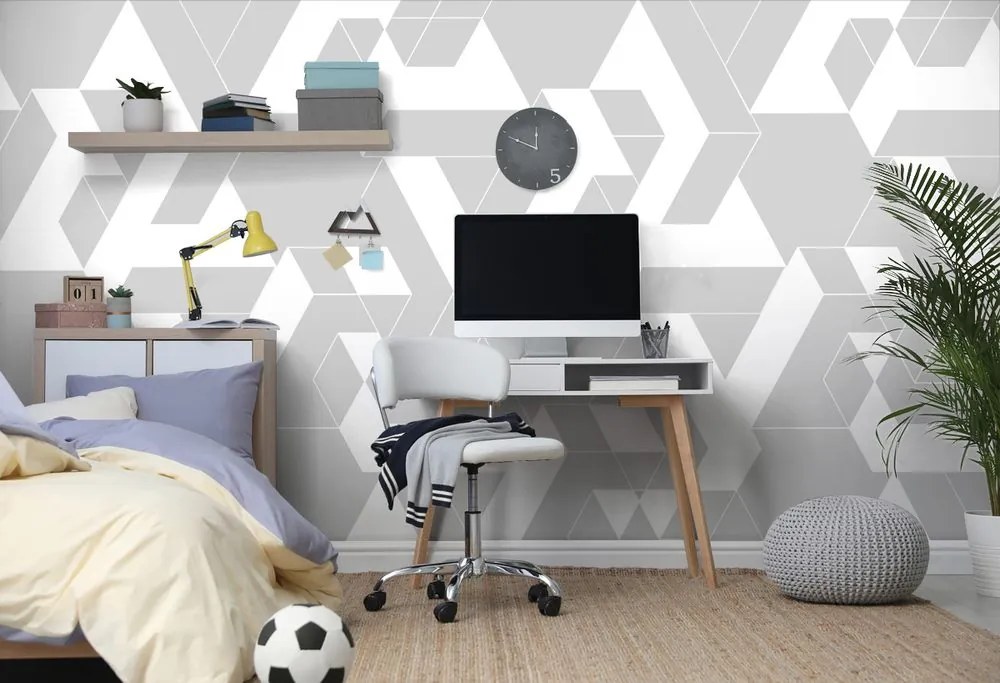 Carta da parati – Puzzle grigio-bianco