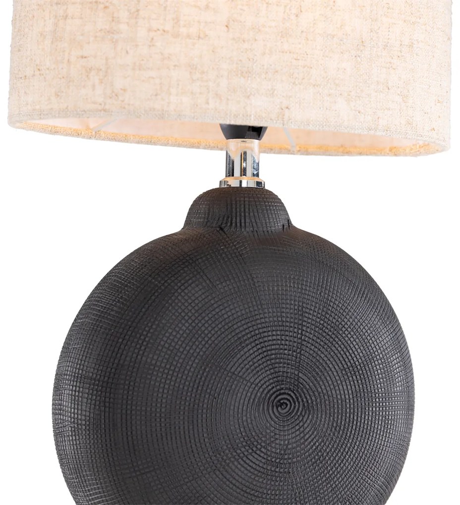 Lampada da tavolo rustica nera con beige - Dua