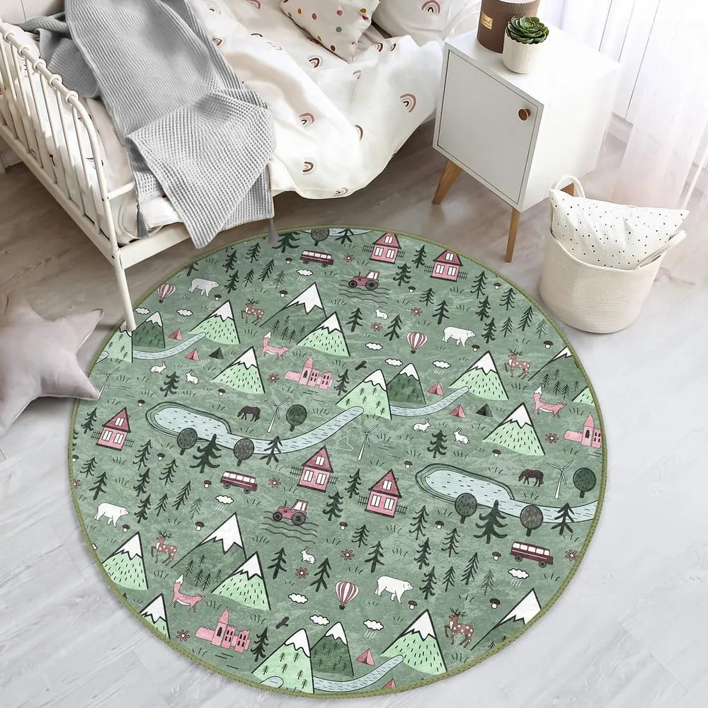 Tappeto verde per bambini ø 120 cm Comfort - Mila Home