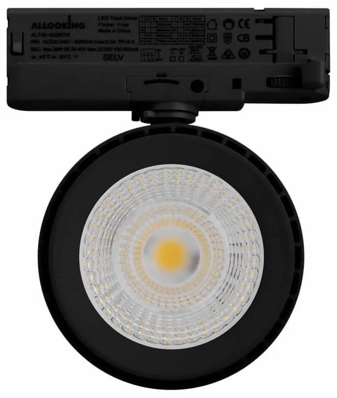 Faro LED 36W Slim per Binario Trifase Orientabile, 60°, Nero, 3CCT Bianco Variabile Colore Bianco Variabile CCT