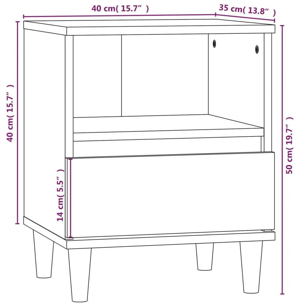 Comodini 2 pz Rovere Marrone 40x35x50 cm