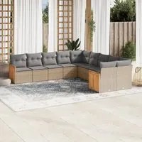 Set Divano da Giardino 10 pz con Cuscini Beige in Polyrattan 3260435