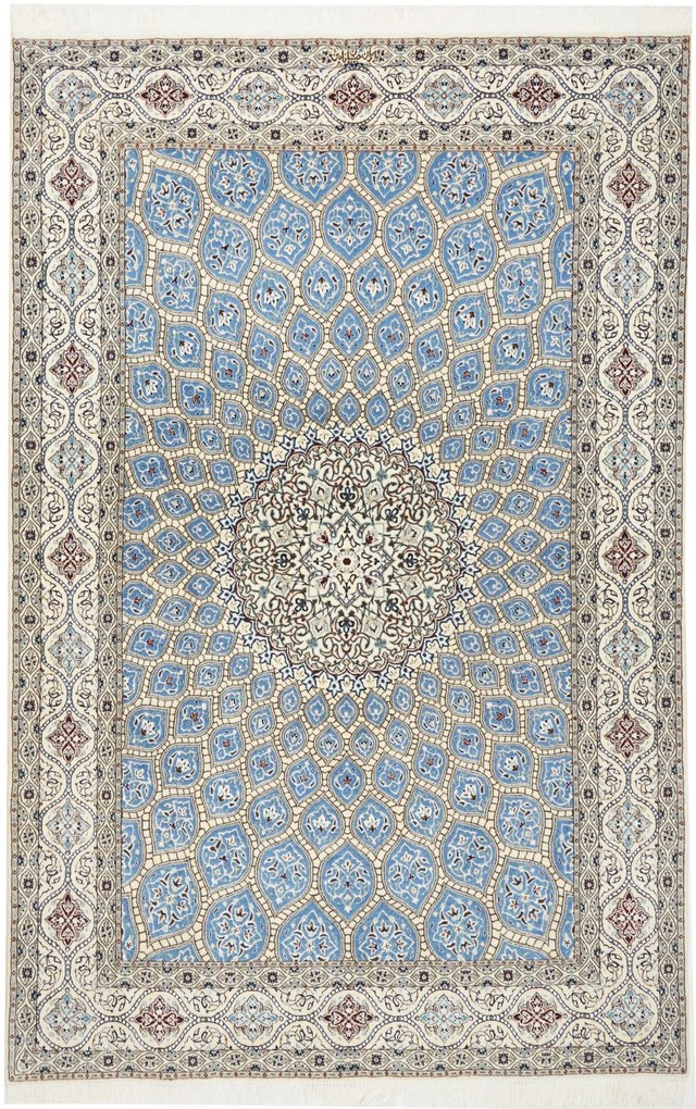 Nain Tappeto 160x240 Blu (Iran) Annodato A Mano