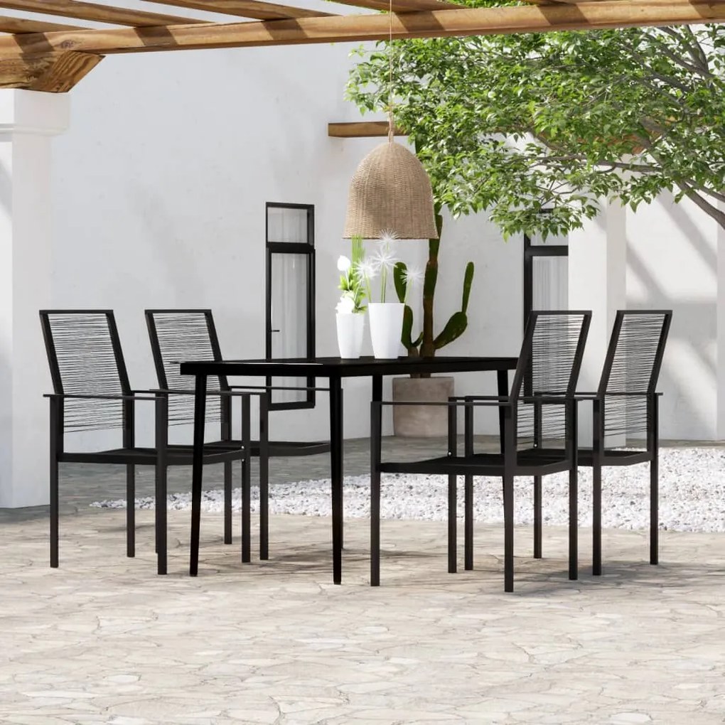 Set da pranzo da giardino 5 pz nero