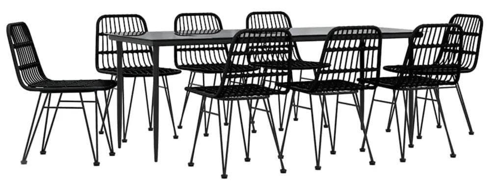 Set da pranzo da giardino 9 pz nero in polyrattan