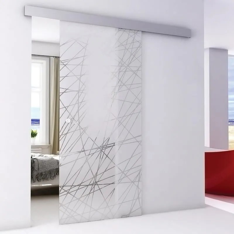 Porta scorrevole reversibile Armonia in alluminio grigio, L 96 x H 215 cm, con binario Alu
