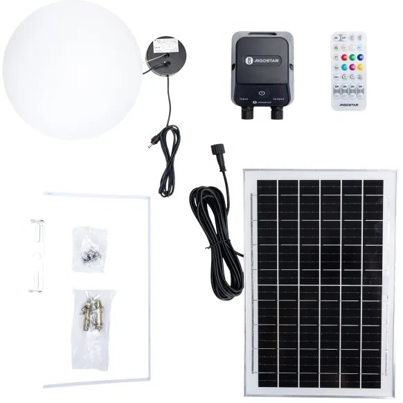 Aigostar-LED RGBW Lampada solare a sospensione MESH 35W/3,7V 8000 mAh 2700K-6500K IP65 Ø 30 cm