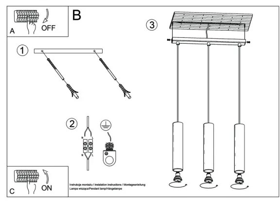 Sollux SL.0638 - Lampadario a sospensione con filo LINO 3xGU10/40W/230V