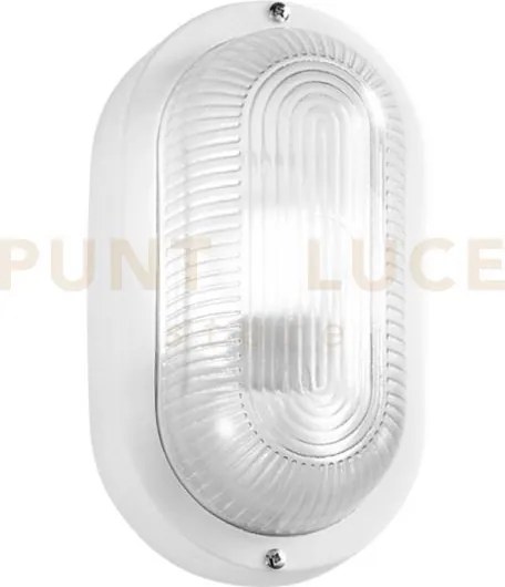 Applique turtle bianca ovale liscia in vetro ip54 1 luce attacco e2...
