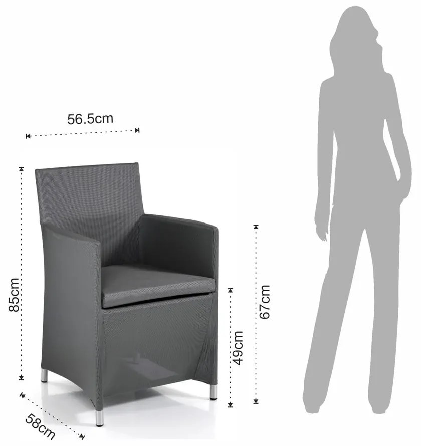 Sedia da giardino in metallo grigio Bali - Tomasucci