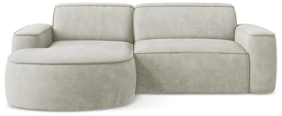 Divano angolare color crema (con penisola a sinistra/con chaise lounge) con rivestimento in ciniglia Omao – Makamii