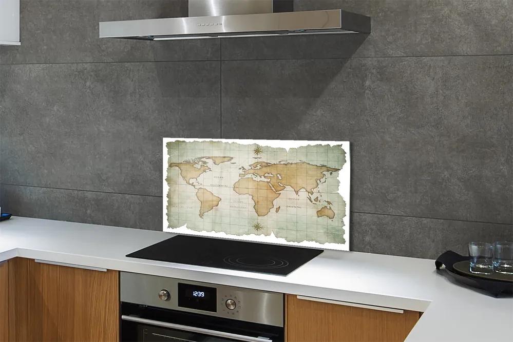 Pannello paraschizzi cucina Carta geografica 100x50 cm