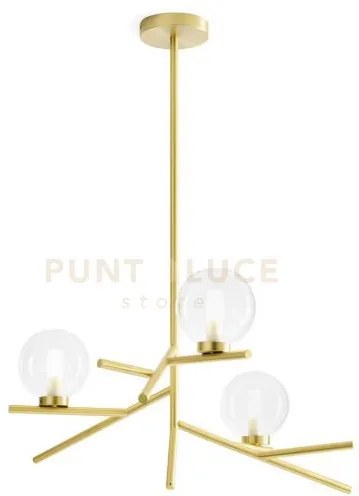 Camely sospensione 3 luci oro spazzolato attacco g9 d.12cm in vetro...