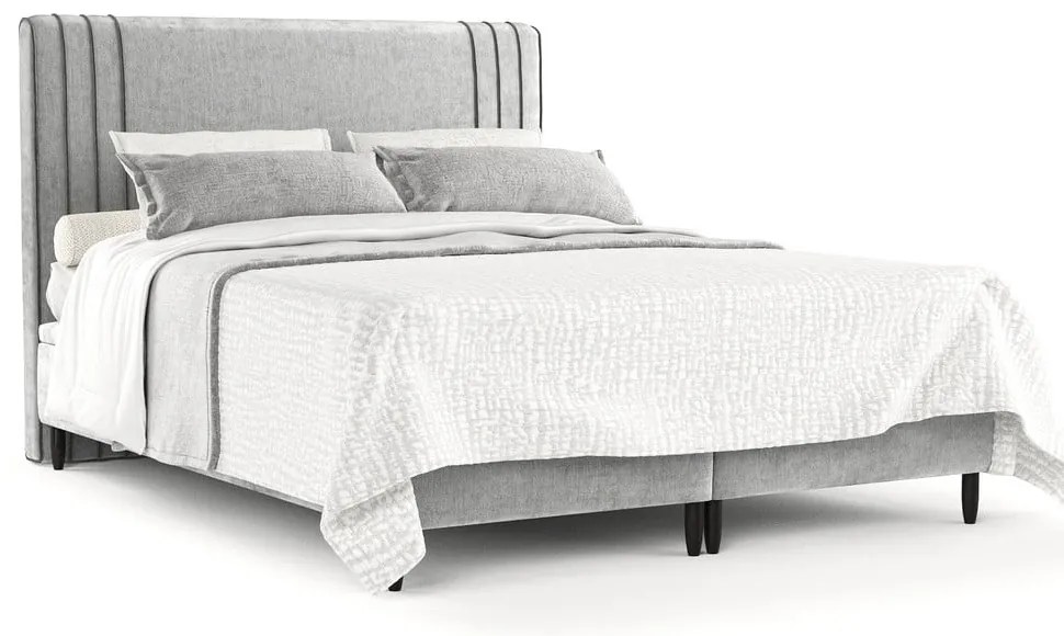 Letto matrimoniale imbottito grigio con contenitore 160x200 cm Musca - Maison de Rêve