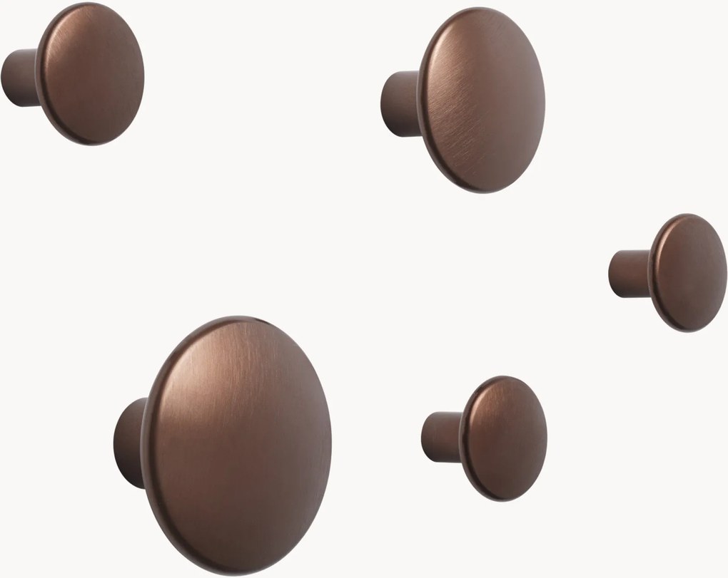 Set di 5 ganci da parete in alluminio Dots