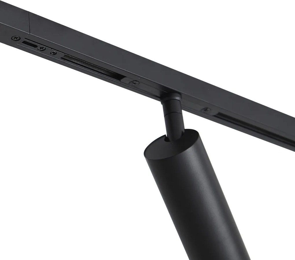 Sistema di illuminazione a binario moderno nero con 2 faretti e 3 luci a sospensione monofase - Slimline Uzzy Eira
