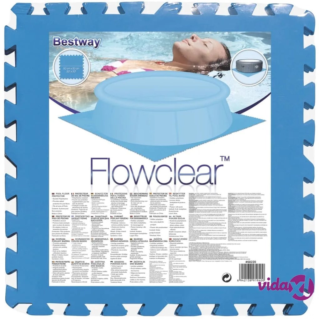 Bestway Protezioni per Pavimenti di Piscine 8 pz Blu 58220