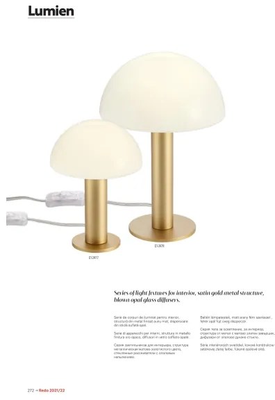 Redo 01-2474 - Lampadario sospeso con cavo LUMIEN 1xG9/10W/230V Ø 13 cm oro/bianco