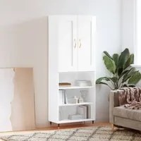 Credenza Bianco Lucido 69,5x34x180 cm in Legno Multistrato 3200051