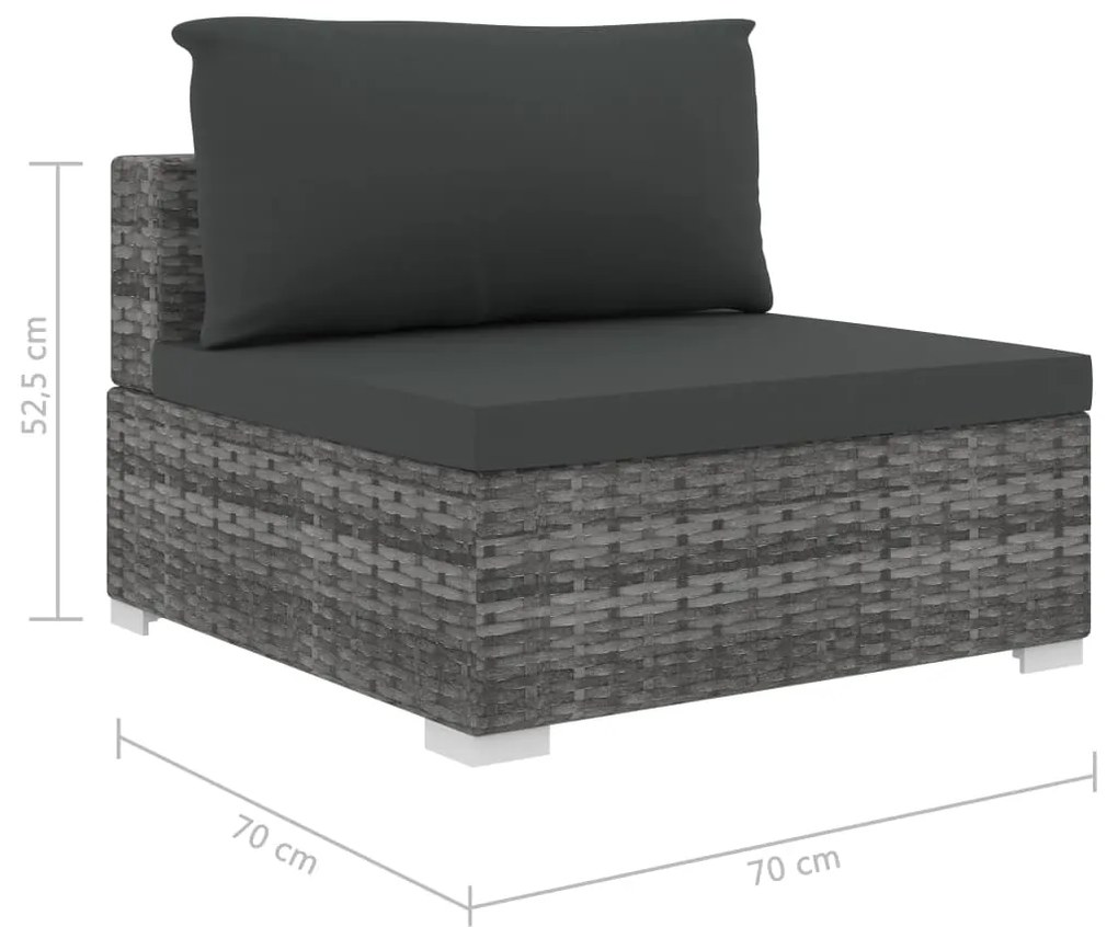 Set Divani da Giardino 11 pz con Cuscini in Polyrattan Grigio