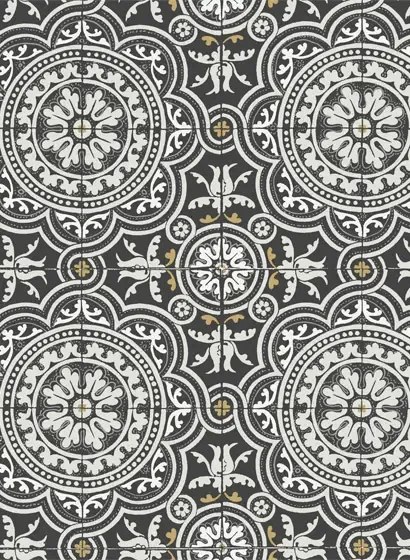 Tapete Piccadilly von Cole & Son - Grey on Black
