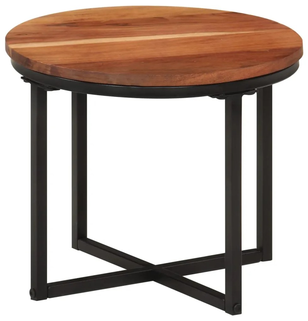 Tavolino Salotto 35x35x30cm İn Legno Massello Di Acacia E Ferro /