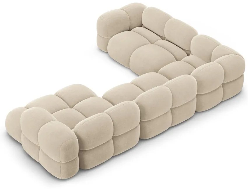 Divano angolare beige (con penisola a sinistra/a U) con rivestimento in velluto Loretto – Cosmopolitan Design