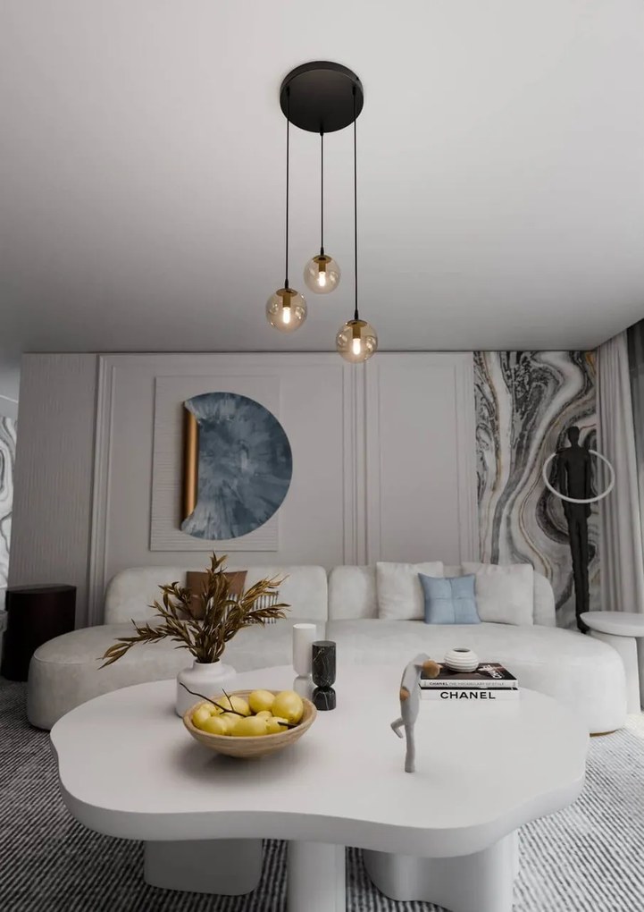 Lampadario a sospensione COSMO 3 BLACK MIODOWY PREMIUM