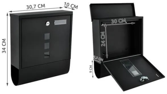 Cassetta delle lettere 34x30,7 cm nera