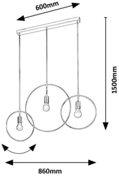 Rabalux 72019 - Lampadario a cavo DILARA 3xE27/40W/230V