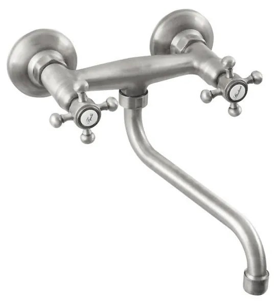 Rubinetto per lavandino in argento opaco da parete (con una uscita) Antea – Sapho