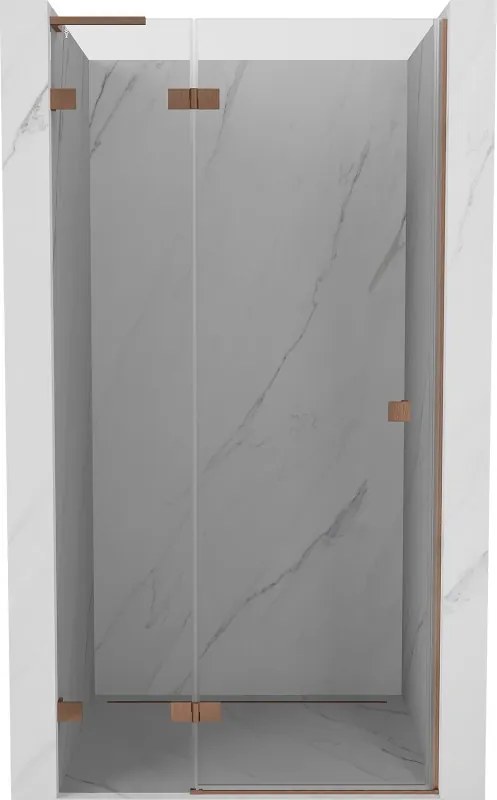 Mexen Lunar L porta doccia a bilico sinistra 125 cm, trasparente, rame spazzolato - 834L-125-000-65-00-L