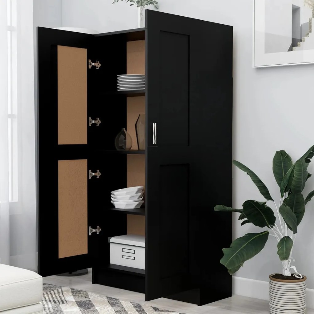 Libreria nera 82,5x30,5x150 cm in truciolato