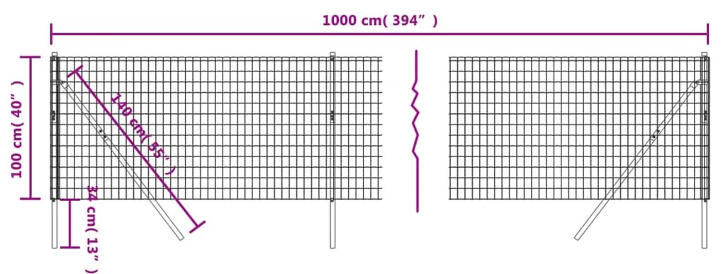 Recinzione Metallica Verde 1x10 m in Acciaio Zincato