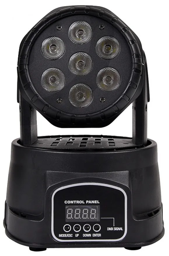 Testa mobile motorizzata Mini Led Wash 70W (7x10W) RGBW DMX512 con telecomando Wisdom