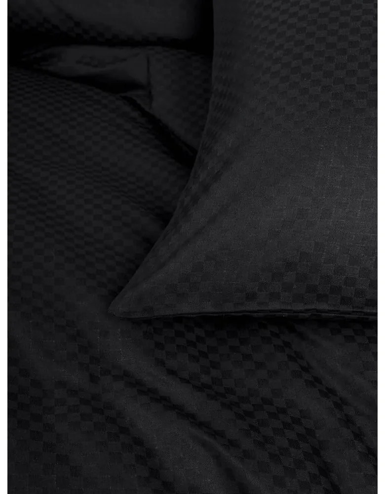 Set copripiumino e federa nero in cotone renforcé per letto singolo 140x200 cm Checkered – Mila Home Luxury
